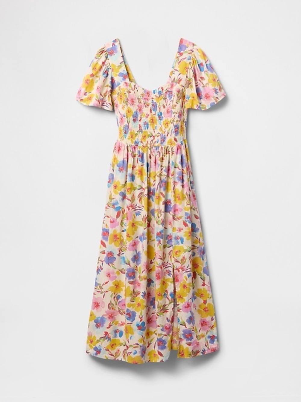 NWT GAP Print Smocked Puff Sleeve Midi Dress - Picture 4 of 13